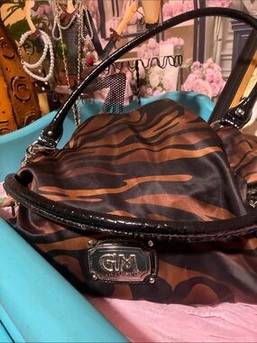 Gia Melani-  Brown and Black Zebra-Print Shoulder Bag
